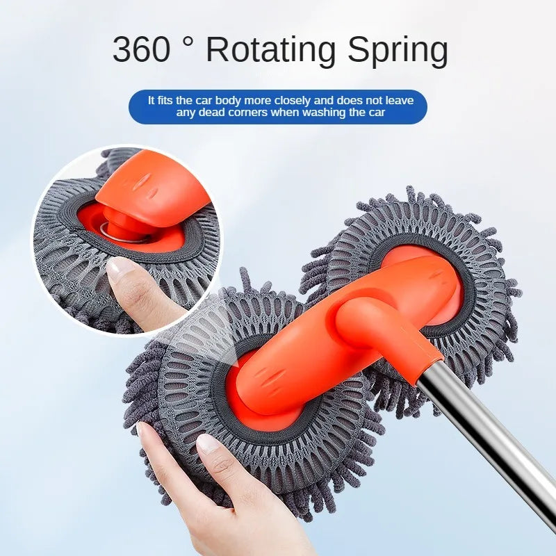 Telescopic Car Cleaning Brush Mop With Chenille Heads - Smarsty