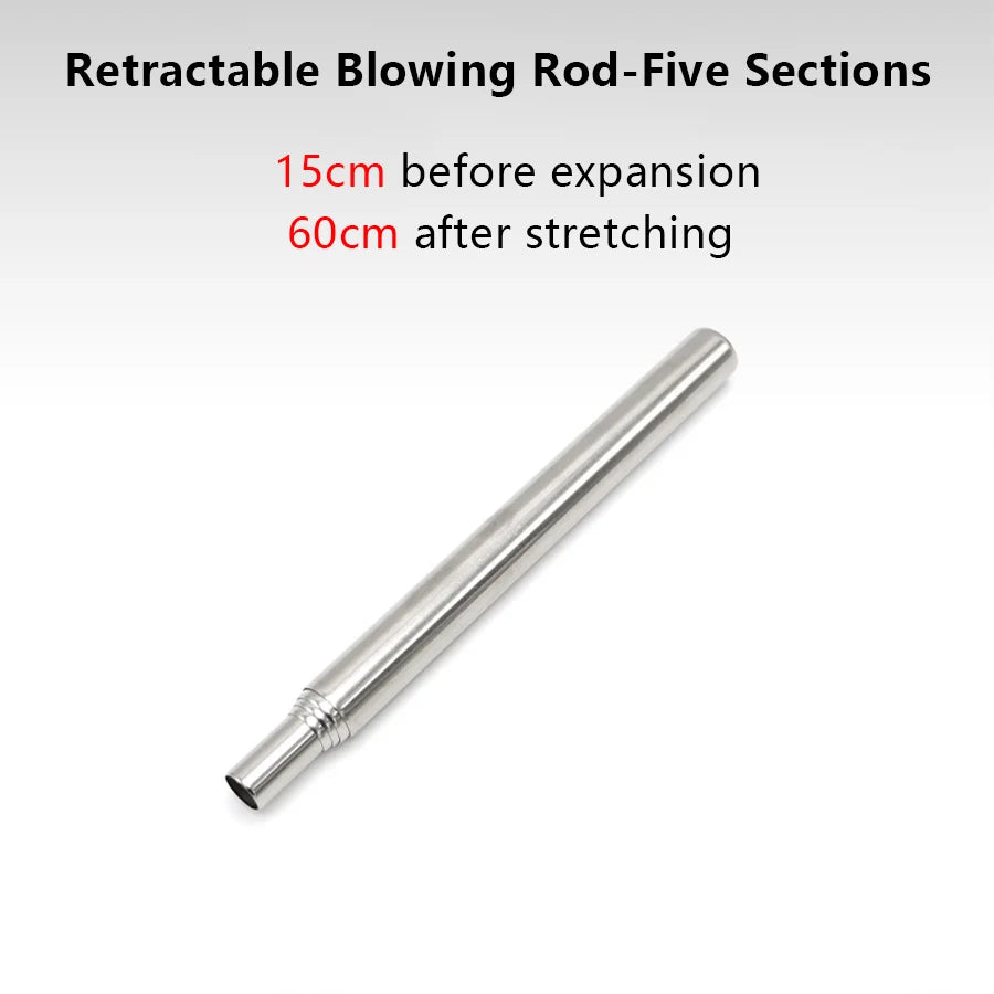 Stainless Steel Blowpipe Pocket Bellow Collapsible Air Blow Stick Campfire Fire Tool Outdoor Bushcraft Camping Hiking Cooking