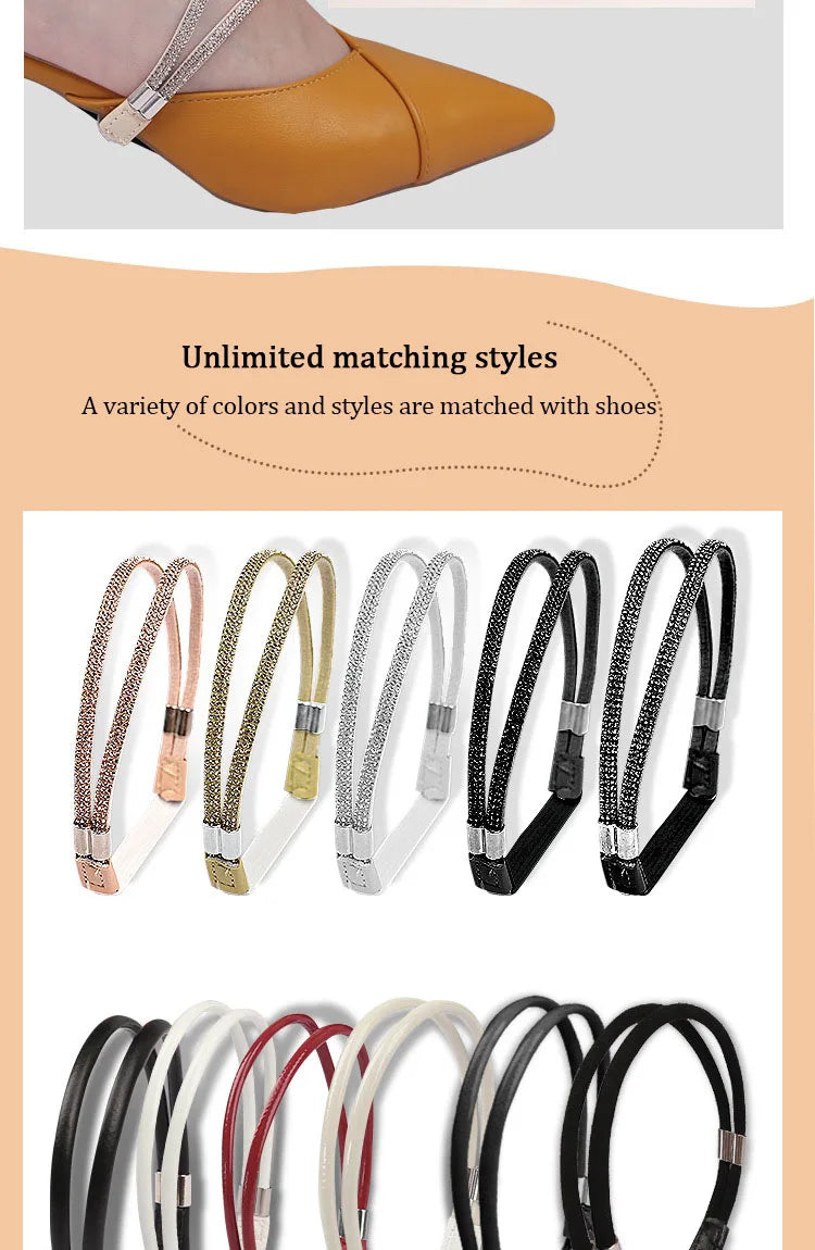 High Heels Shoes Band Anti-loose for Women Diamond Shoelaces Anti-drop Heel Straps Belt Drill Elastic Fixing Belts Rhinestone - Smarsty