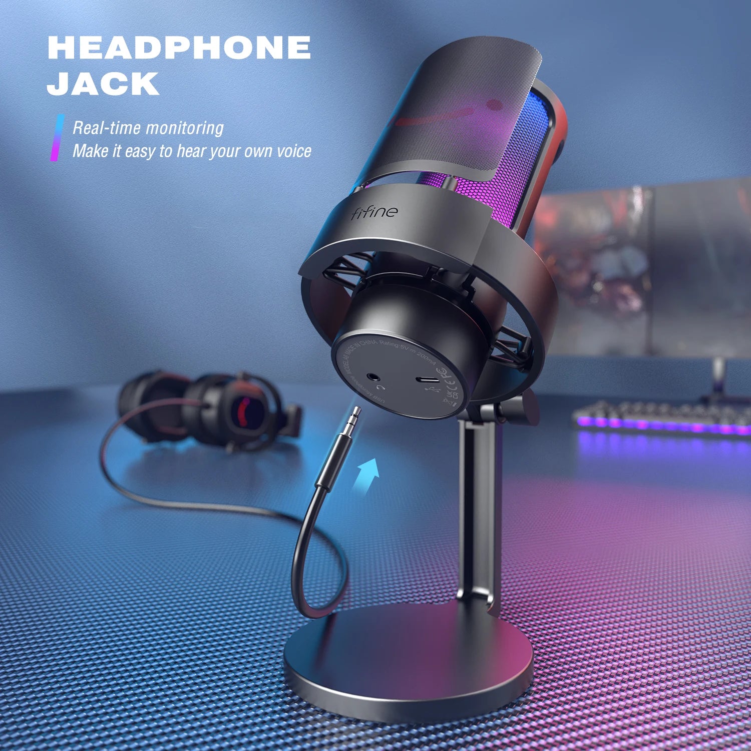 FIFINE USB Microphone with RGB Modes for Streaming - Smarsty
