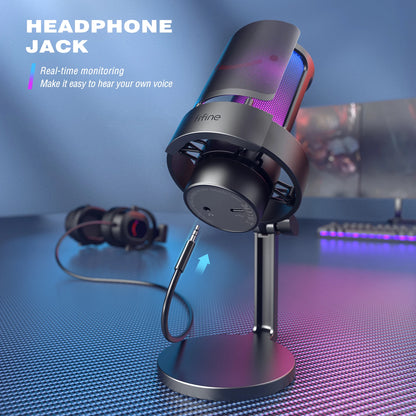 FIFINE USB Microphone with RGB Modes for Streaming - Smarsty