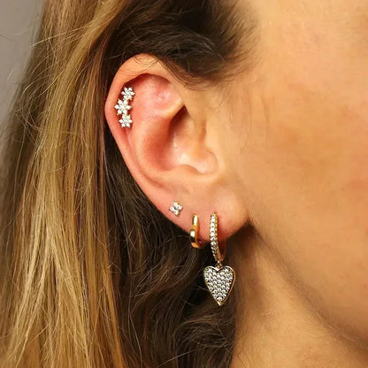 925 Sterling Silver Hoop Earrings White Crystal Luxury - Smarsty