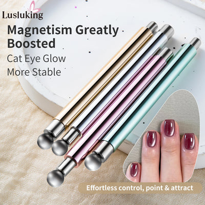 Cat Eye Nail Art Magnetic Tool Cylindrical Stick with Ball Magnet Manicure Accessory for Glass Bead Effects Fits UV Gel Polish - Smarsty