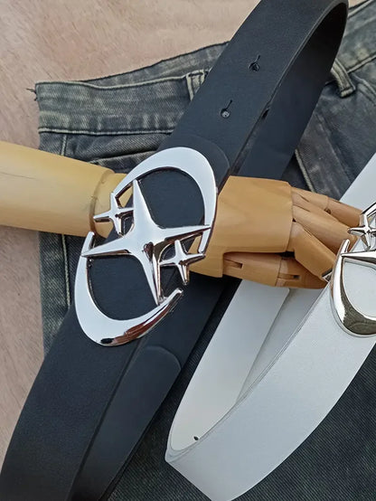Stylish Oval Metal Buckle Belt Durable Unisex Fashion Accessory - Smarsty