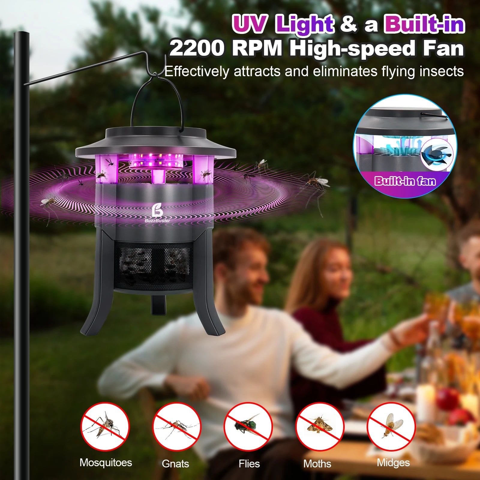 Bug Zapper Outdoor, Mosquito Zapper, Electric Fly Zapper, Mosquito Killer, Fly Traps,Flying Insects Zapper Indoor Outdoor