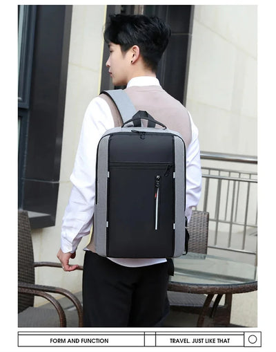 Men's Waterproof Oxford Laptop Backpack 15.6 Inch with USB Charging Port High Capacity Business Travel School Bag - Smarsty