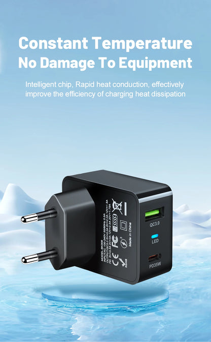 GaN USB C Charger 35W Fast Charge PD3 QC3 Compatible - Smarsty