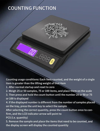 Digital Electronic Kitchen Scale 5kg/0.1g 10kg/1g Stainless Steel Rechargeable High Accurate  Auto Power Off Unit Conversion