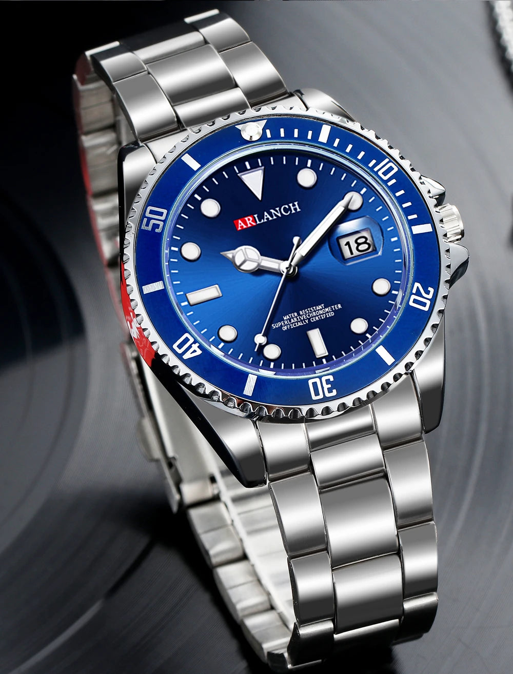 Classic Stainless Steel Quartz Watch with Magnifying Glass - Smarsty