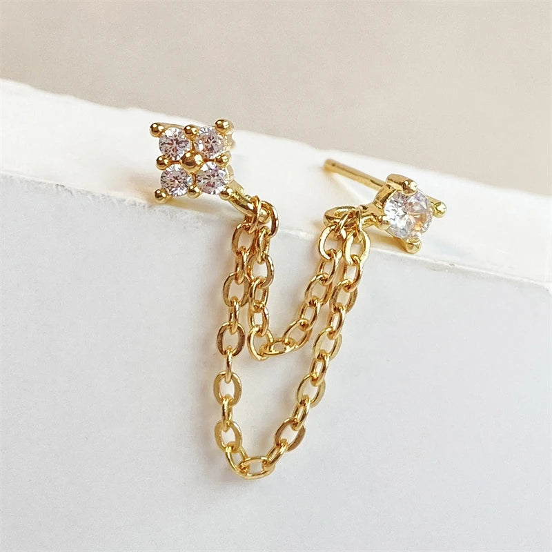 Minimalist Flower Stud Earrings Gold Cubic Zirconia - Smarsty