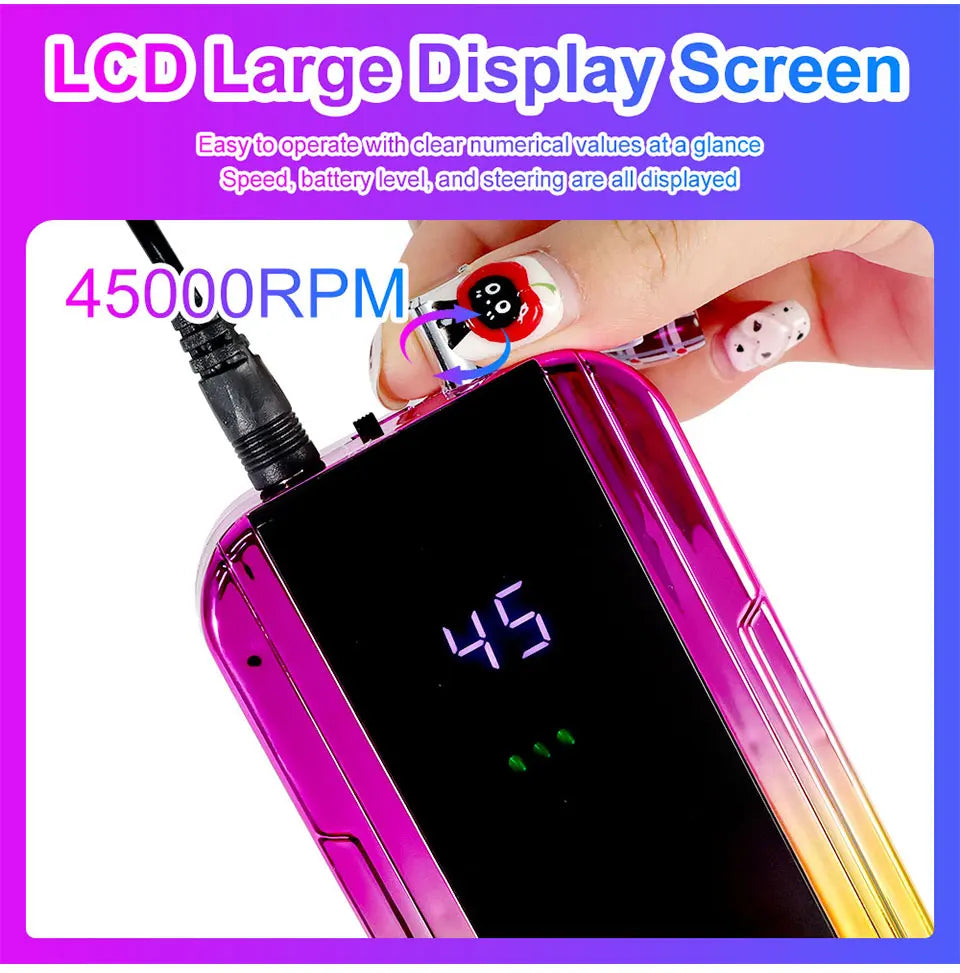 Professional Electric Nail Drill 45000RPM Low Noise Polisher - Smarsty
