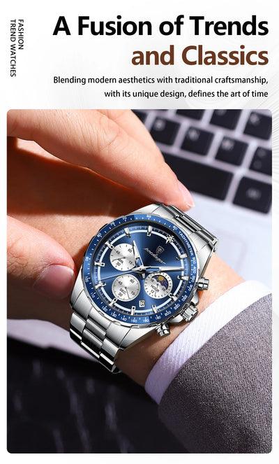 Waterproof Stainless Steel Men's Chronograph Watch - Smarsty