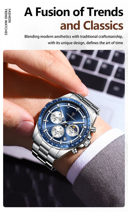 Waterproof Stainless Steel Men's Chronograph Watch - Smarsty