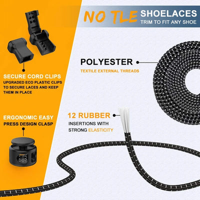 Round Elastic Shoelaces Suitable For Various Shoe Accessories No Tie Shoelace Fixed Stretching Locking Lazy laces 1 Pair - Smarsty