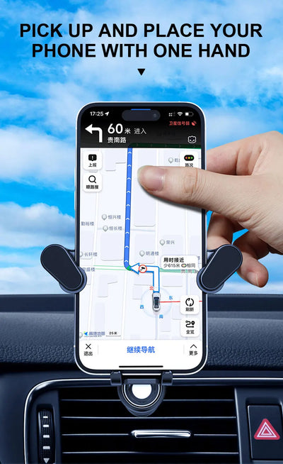 BLALION Car Phone Holder Gravity GPS Support 360 Degree Rotatable Anti Shaking Car Air Vent Mount For IPhone Pro Xiaomi Samsung - Smarsty