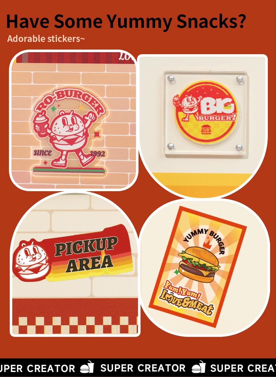 Robotime Rolife Super Creator Series Plastic Dollhouse Building Blocks for Kids Yum Burgers Leisurely Cheers Bar Sweet Sips Tea