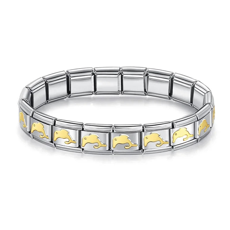 Womens Stainless Steel Charm Bracelet Elastic Fashion Bangle - Smarsty