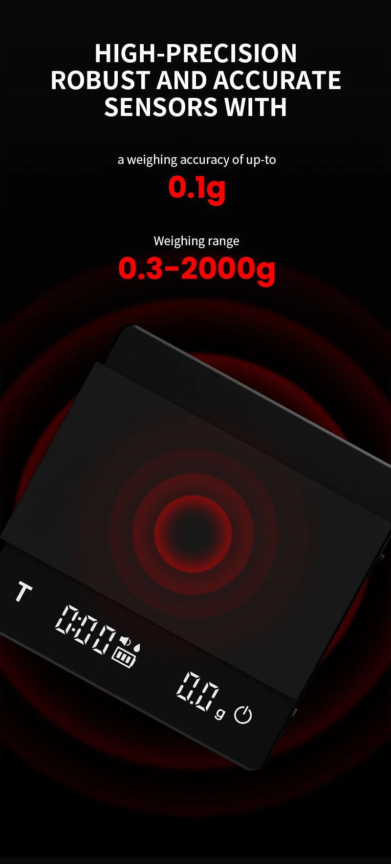 High Precision Digital Coffee Scale with LED Display - Smarsty