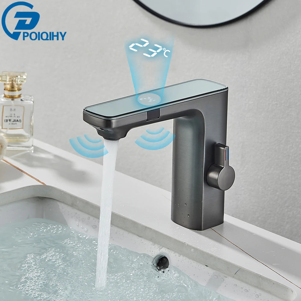 White Smart Sensor Basin Faucet with Digital Display - Smarsty