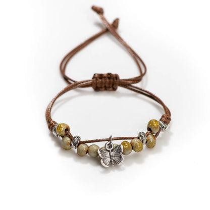 Handmade Vintage Ceramic Butterfly Adjustable Bracelet - Smarsty