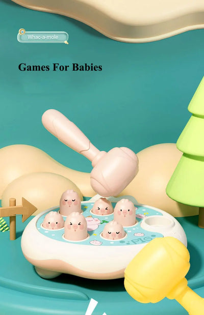 Duck/Frog/Pig Baby Toy Montessori Learning Game Educational Puzzle Gift for 12 24 Months Toddler Boy/Girl with Hammer - Smarsty