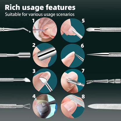 Stainless Steel Cuticle Remover Set for Manicure and Pedicure - Smarsty