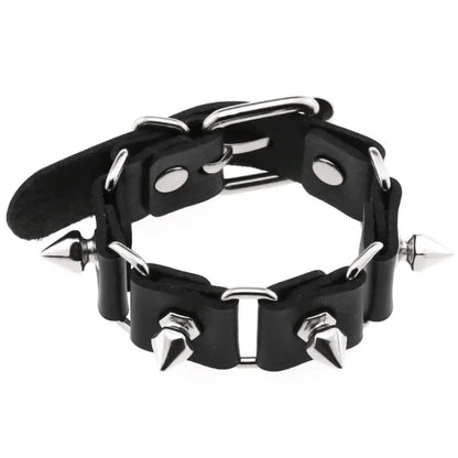 Unisex PU Leather Punk Bracelet with Spikes and Skull - Smarsty
