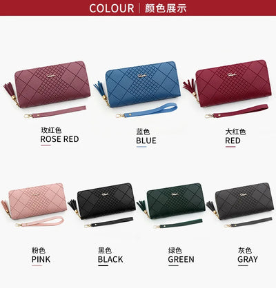 Zipper Money Coin Purse Women Card Holder Long PU Leather Clutch Wallet Large Capacity Lady Wristlet Phone HandBags Money Pocket - Smarsty