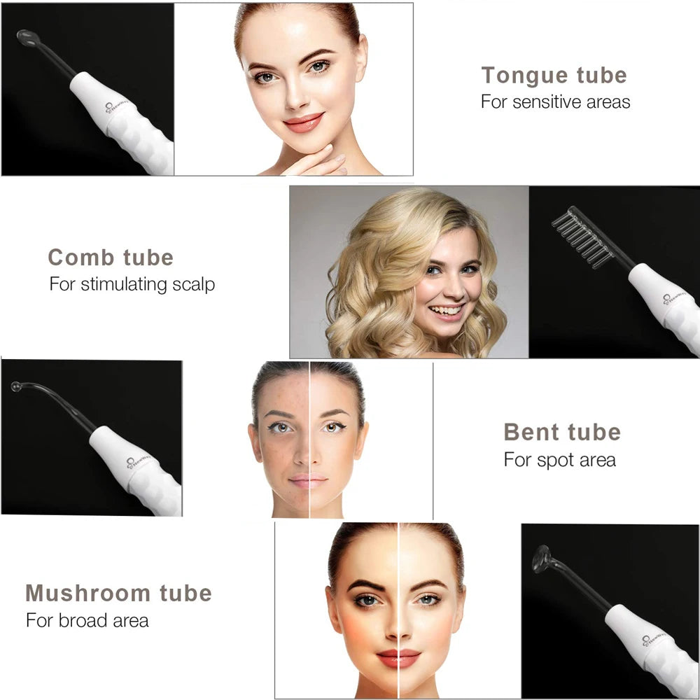 4 in 1 High Frequency Appliance Electrode Tube Wand Electrotherapy Skin Care Facial Spa Tightening Acne Spot Wrinkles Remover - Smarsty