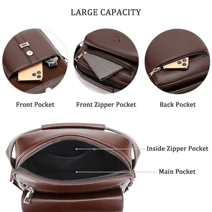Mens Crossbody Bag Waterproof PU Leather Large Capacity - Smarsty