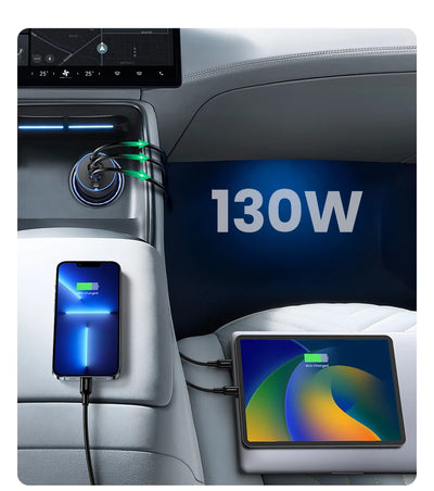 UGREEN 130W USB C Car Charger For Xiaomi iPhone 17 Samsung Galaxy S24 Laptops Tabet PD3.0 Fast Charging USB Type C Car Charger