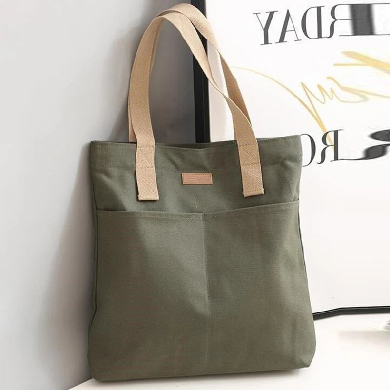 Women Canvas Tote Bag Large Capacity Reusable Shopping Bag - Smarsty