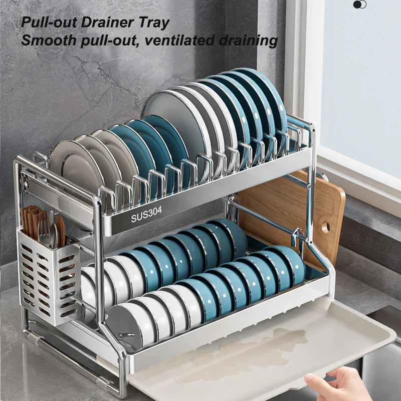 New Dish Drainer Kitchen Storage Organization Stainless Steels Drainer Kitchen Dishes Kitchenware Tableware Drainer Board Rack