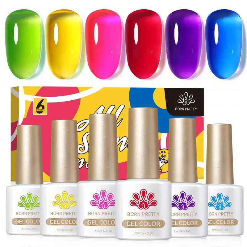 Born Pretty 6 Piece Gel Nail Polish Set Long Lasting Color - Smarsty