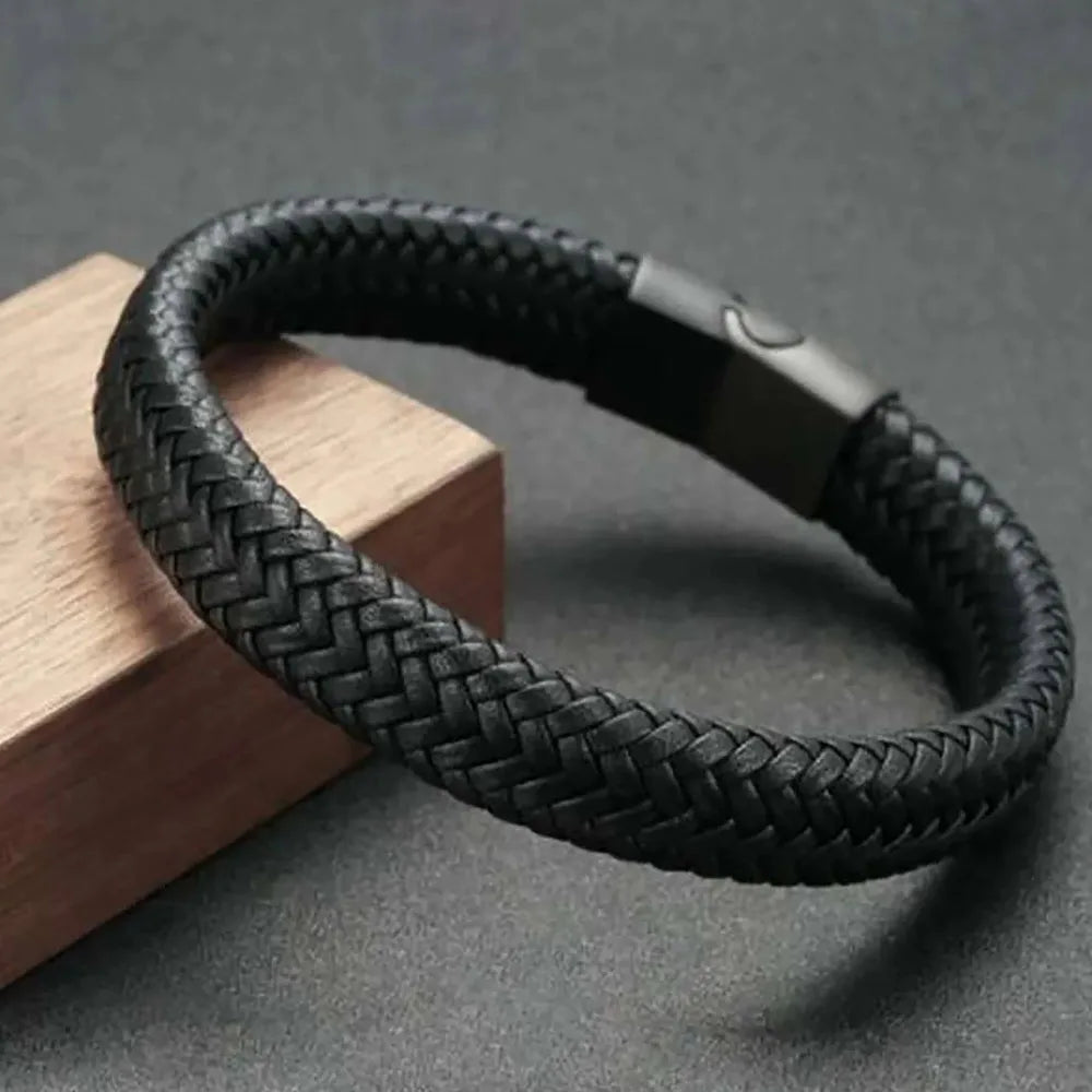 Vintage PU Leather Magnetic Bracelet for Men Elegant Business Style - Smarsty