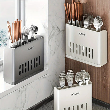 1pc Flatware Organizer, Multifunctional Cutlery Storage Rack With Detachable Water Drain Base, Chopsticks Holder, Utensil Holder by Smarsty