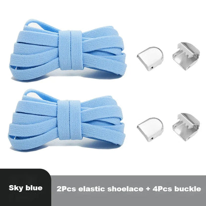Flat Elastic Shoe Laces Sneakers No Tie Shoelaces for Shoes Tennis Quick Shoelace Clips Without Ties Shoe Accessories Kids Adult - Smarsty