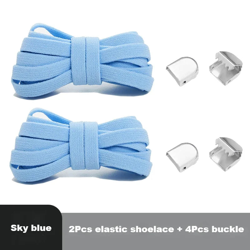Flat Elastic Shoe Laces Sneakers No Tie Shoelaces for Shoes Tennis Quick Shoelace Clips Without Ties Shoe Accessories Kids Adult - Smarsty