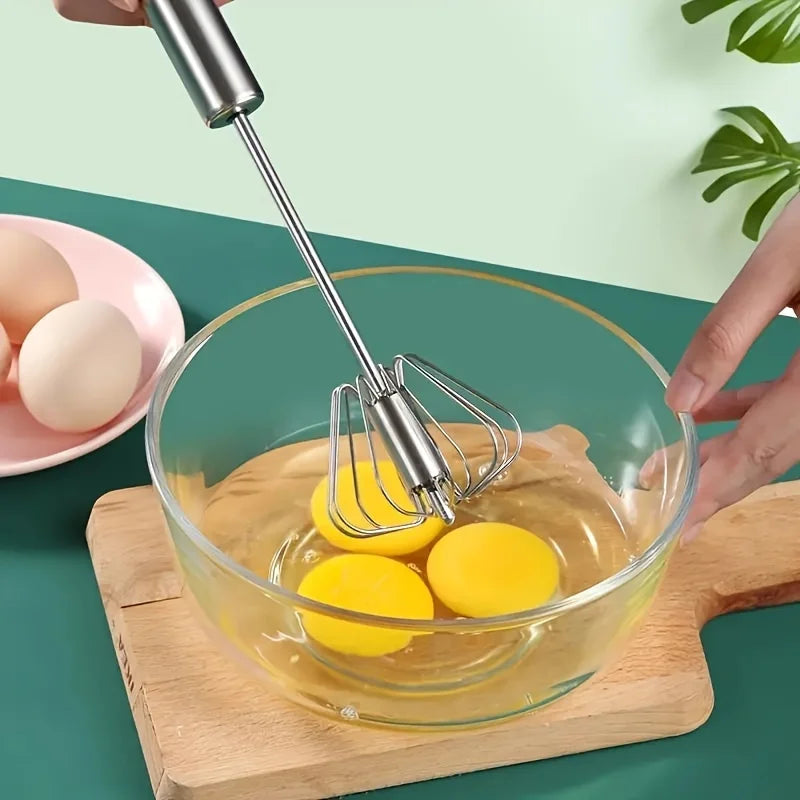 Stainless Steel Egg Beater Durable Semi-Automatic Mixer for Effortless Egg Cream Mixing Stirring and Beating for Kitchen Baking - Smarsty