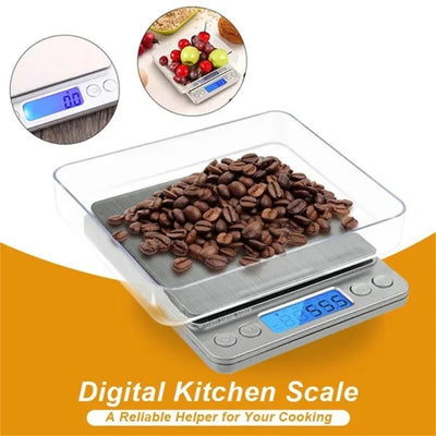 Digital Kitchen Scale Mini Pocket Stainless Steel Precision Jewelry Electronic Balance Weight Gold Gram 0.1/3000g Weigh Scales by Smarsty