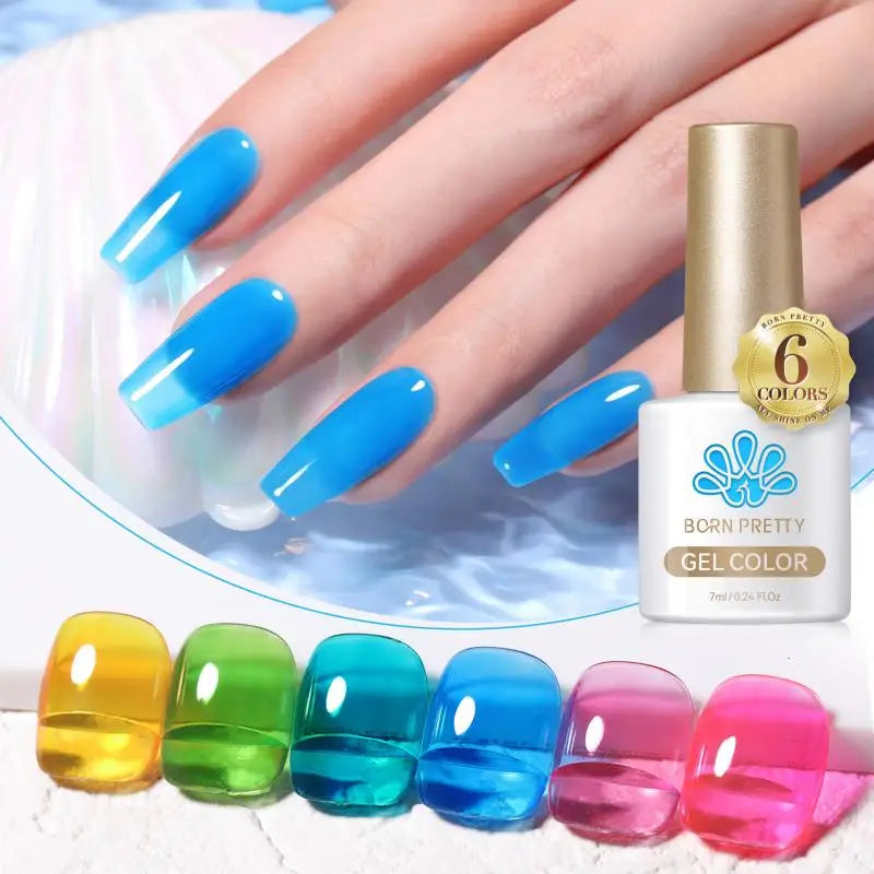 Born Pretty 6 Piece Gel Nail Polish Set Long Lasting Color - Smarsty