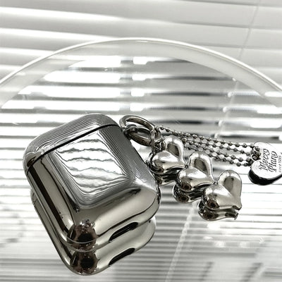 Luxury Silver Earphone Case with Heart Keyring - Smarsty