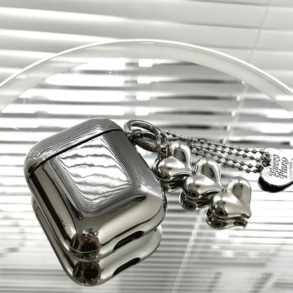 Luxury Silver Earphone Case with Heart Keyring - Smarsty