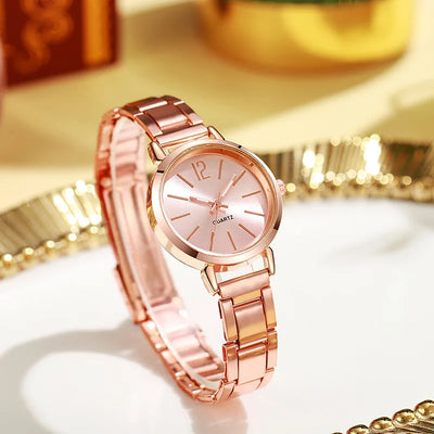 Luxury Women Quartz Wristwatch Set with Hollow Strap - Smarsty