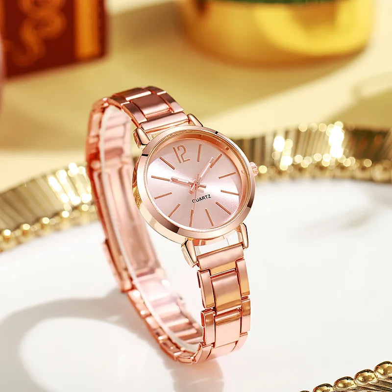 Luxury Women Quartz Wristwatch Set with Hollow Strap - Smarsty