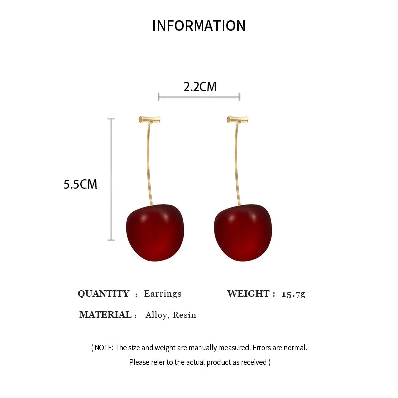 Delicate Sweet Red Cherry Drop Earrings for Women Fashion - Smarsty