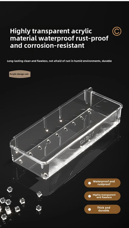 Wall mounted cosmetic and skincare storage rack for bathroom no need for drilling Multi functional kitchebathroom storage rackra by Smarsty