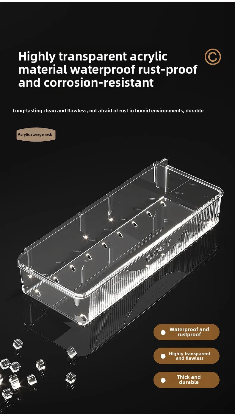 Wall mounted cosmetic and skincare storage rack for bathroom no need for drilling Multi functional kitchebathroom storage rackra by Smarsty