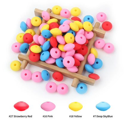 Silicone Beads 12mm Lentil Focal Beads Non Toxic Diy Set - Smarsty
