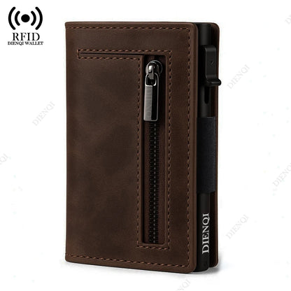 Magnetic Credit Card Holder Luxury Men Wallet Rfid Blocking Pop Up Minimalist Wallet Leather Bank Cardholder Case Vallet for Men